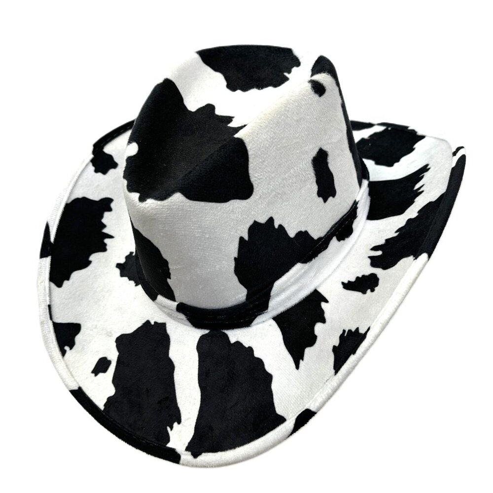 Cowboy Blk White Cow Print Adult Western Hat